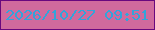 文字の大きさ：1、枠の色：69087e、背景の色：d06a9d、文字の色：32a4da 無料ブログパーツのブログ時計