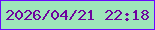 文字の大きさ：2、枠の色：6908ff、背景の色：9ee5ba、文字の色：6e039e 無料ブログパーツのブログ時計