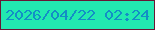 文字の大きさ：2、枠の色：691734、背景の色：22e9b0、文字の色：138ec6 無料ブログパーツのブログ時計