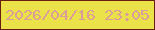 文字の大きさ：4、枠の色：691e14、背景の色：ebe149、文字の色：da9d9a 無料ブログパーツのブログ時計