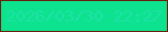 文字の大きさ：1、枠の色：691f0a、背景の色：0de28f、文字の色：1ee2a7 無料ブログパーツのブログ時計