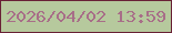 文字の大きさ：5、枠の色：692135、背景の色：b6c99d、文字の色：a86e88 無料ブログパーツのブログ時計