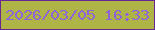 文字の大きさ：3、枠の色：692692、背景の色：afb446、文字の色：8f61db 無料ブログパーツのブログ時計