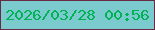 文字の大きさ：5、枠の色：692b43、背景の色：7bcace、文字の色：01b255 無料ブログパーツのブログ時計