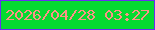 文字の大きさ：1、枠の色：692ef2、背景の色：05da31、文字の色：fb9387 無料ブログパーツのブログ時計