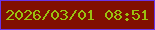 文字の大きさ：1、枠の色：6935e7、背景の色：810f01、文字の色：9ac010 無料ブログパーツのブログ時計