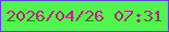 文字の大きさ：2、枠の色：6939f2、背景の色：50f54e、文字の色：b42776 無料ブログパーツのブログ時計