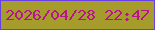 文字の大きさ：1、枠の色：6940e6、背景の色：a59c2c、文字の色：b71590 無料ブログパーツのブログ時計