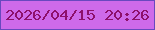 文字の大きさ：3、枠の色：6948bf、背景の色：ce6aea、文字の色：8d106b 無料ブログパーツのブログ時計