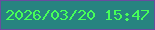 文字の大きさ：3、枠の色：694c9f、背景の色：278480、文字の色：46fe59 無料ブログパーツのブログ時計