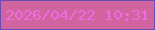 文字の大きさ：3、枠の色：694db6、背景の色：cf649f、文字の色：f06ae2 無料ブログパーツのブログ時計
