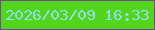 文字の大きさ：2、枠の色：694e91、背景の色：53d51b、文字の色：8fddee 無料ブログパーツのブログ時計