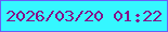 文字の大きさ：3、枠の色：695ef4、背景の色：35f7ff、文字の色：84128a 無料ブログパーツのブログ時計