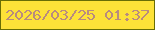 文字の大きさ：5、枠の色：696d05、背景の色：fde238、文字の色：b88b7f 無料ブログパーツのブログ時計
