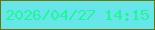 文字の大きさ：4、枠の色：69720e、背景の色：67e6e9、文字の色：1cf797 無料ブログパーツのブログ時計