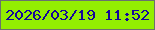 文字の大きさ：5、枠の色：69726d、背景の色：93ee01、文字の色：15059a 無料ブログパーツのブログ時計
