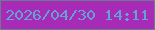 文字の大きさ：3、枠の色：697c8e、背景の色：a82bb8、文字の色：64a2d4 無料ブログパーツのブログ時計
