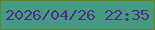 文字の大きさ：4、枠の色：697f29、背景の色：449b80、文字の色：542f87 無料ブログパーツのブログ時計