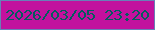 文字の大きさ：5、枠の色：697fb7、背景の色：c2119e、文字の色：045c5e 無料ブログパーツのブログ時計