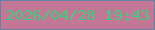 文字の大きさ：4、枠の色：6980a3、背景の色：c17795、文字の色：3fca7e 無料ブログパーツのブログ時計