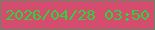 文字の大きさ：2、枠の色：698569、背景の色：d44d6e、文字の色：2bd43b 無料ブログパーツのブログ時計