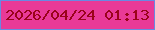 文字の大きさ：5、枠の色：6989e2、背景の色：e93a97、文字の色：9a031a 無料ブログパーツのブログ時計