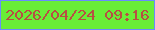 文字の大きさ：5、枠の色：698cfe、背景の色：69ee37、文字の色：b84f43 無料ブログパーツのブログ時計