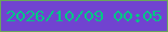 文字の大きさ：2、枠の色：69a75a、背景の色：7143d0、文字の色：01c686 無料ブログパーツのブログ時計