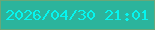文字の大きさ：1、枠の色：69a778、背景の色：2bb49c、文字の色：05f6ef 無料ブログパーツのブログ時計