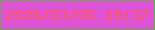 文字の大きさ：1、枠の色：69a84a、背景の色：df53d6、文字の色：fd5756 無料ブログパーツのブログ時計