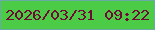 文字の大きさ：5、枠の色：69aaa6、背景の色：4ccb47、文字の色：6f0b35 無料ブログパーツのブログ時計