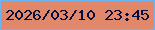 文字の大きさ：2、枠の色：69b6f6、背景の色：e1886b、文字の色：03103f 無料ブログパーツのブログ時計