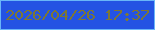 文字の大きさ：4、枠の色：69b6f8、背景の色：2453e3、文字の色：7d7734 無料ブログパーツのブログ時計