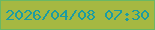 文字の大きさ：3、枠の色：69b865、背景の色：a5b842、文字の色：1c9ca2 無料ブログパーツのブログ時計