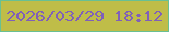 文字の大きさ：1、枠の色：69c093、背景の色：bfbd48、文字の色：8060b9 無料ブログパーツのブログ時計