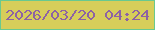 文字の大きさ：2、枠の色：69c98f、背景の色：d7ce5a、文字の色：8d63a4 無料ブログパーツのブログ時計