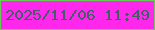 文字の大きさ：5、枠の色：69cb57、背景の色：fe27eb、文字の色：405d68 無料ブログパーツのブログ時計