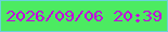 文字の大きさ：2、枠の色：69d2d9、背景の色：4ceb61、文字の色：c105dc 無料ブログパーツのブログ時計