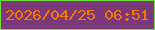 文字の大きさ：1、枠の色：69df38、背景の色：7b3979、文字の色：f77901 無料ブログパーツのブログ時計