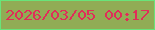 文字の大きさ：2、枠の色：69e47a、背景の色：91ac55、文字の色：e02d59 無料ブログパーツのブログ時計