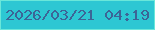 文字の大きさ：4、枠の色：69e7da、背景の色：2dc7d3、文字の色：3c6597 無料ブログパーツのブログ時計