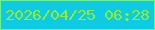 文字の大きさ：1、枠の色：69f28f、背景の色：0ccbe2、文字の色：93ec2e 無料ブログパーツのブログ時計