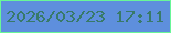文字の大きさ：3、枠の色：69f698、背景の色：5e8fdd、文字の色：387a69 無料ブログパーツのブログ時計