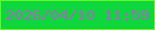 文字の大きさ：3、枠の色：69f91c、背景の色：0dd73d、文字の色：9d6fba 無料ブログパーツのブログ時計