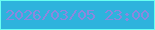 文字の大きさ：5、枠の色：69fff1、背景の色：2eb3dd、文字の色：8b88de 無料ブログパーツのブログ時計