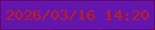 文字の大きさ：1、枠の色：6a0265、背景の色：6117af、文字の色：ca1d0e 無料ブログパーツのブログ時計