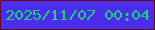 文字の大きさ：4、枠の色：6a0611、背景の色：4b2dee、文字の色：17d37e 無料ブログパーツのブログ時計