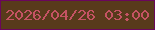 文字の大きさ：1、枠の色：6a065c、背景の色：583a1b、文字の色：c55364 無料ブログパーツのブログ時計