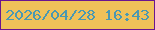 文字の大きさ：3、枠の色：6a1590、背景の色：f0c159、文字の色：4a98b2 無料ブログパーツのブログ時計