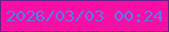 文字の大きさ：5、枠の色：6a2289、背景の色：fa0fa5、文字の色：5c77ed 無料ブログパーツのブログ時計